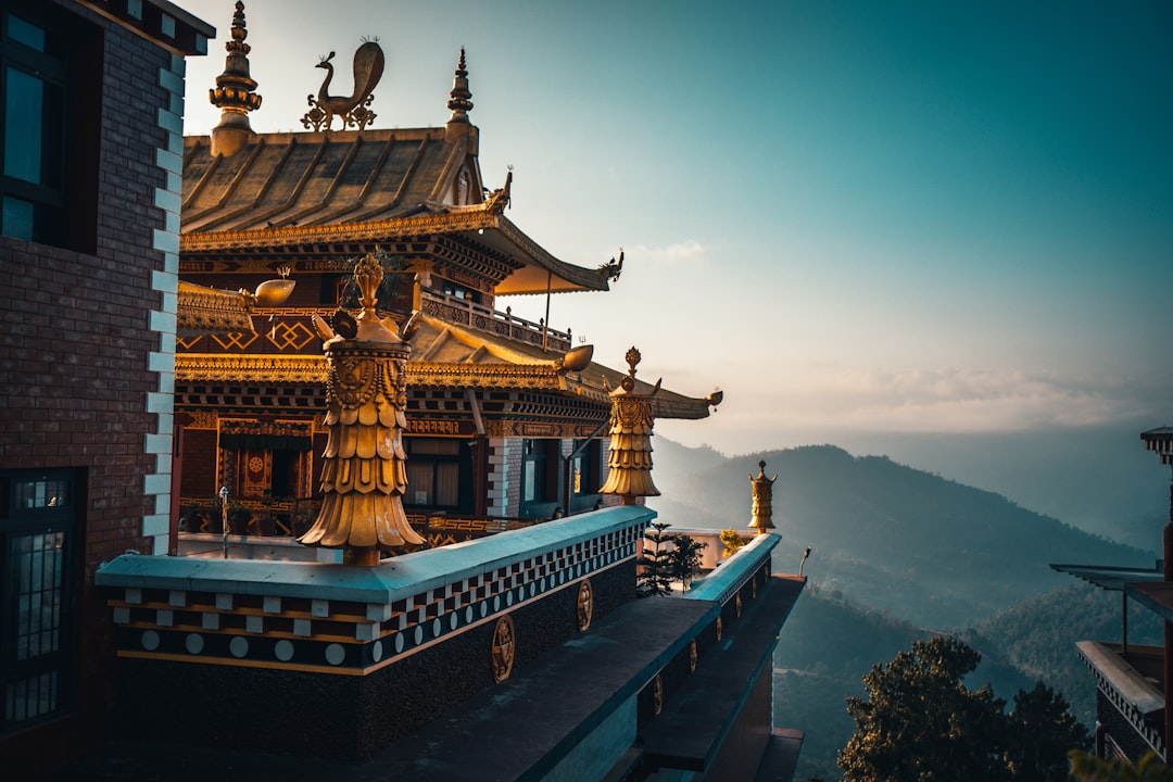 Buddhist monastery Thrangu Tashi Yangtse, Nepal near Stupa Namobuddha in the Himalaya mountains